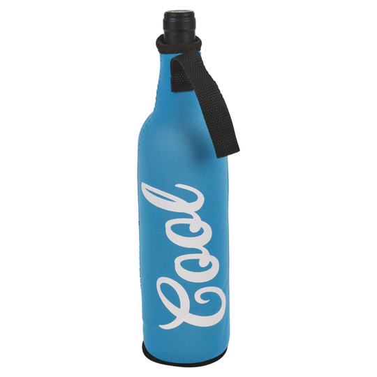 (Blue) Neoprene Cooler Cover Carry Handle Picnic Bottle