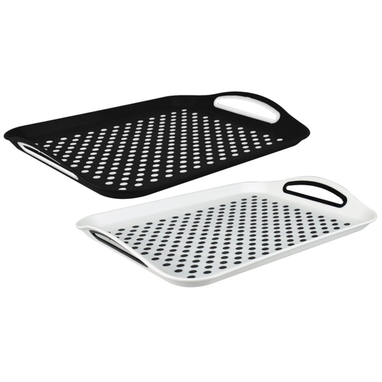 ASAB Set of 2 Non Slip Large Serving Trays Rubber Grip Surface