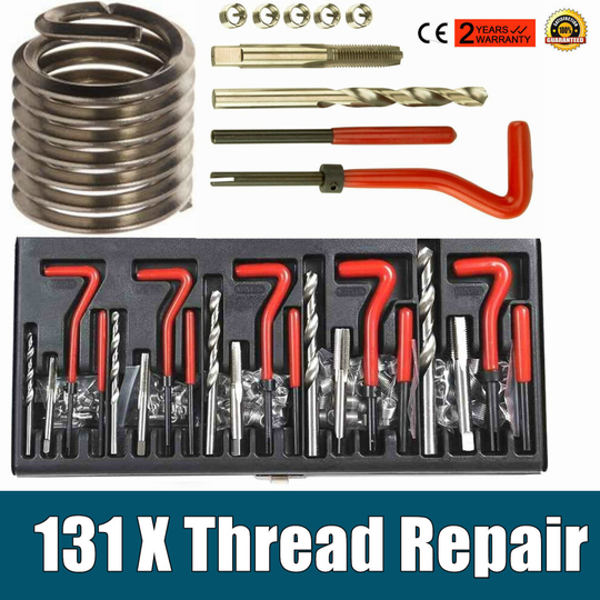 131Pc Thread Repair Kit HSS Drill Helicoil Metric Set Heli Coil Tap