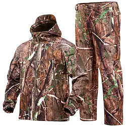 Men's Hunting Jacket with Pants Hunting Suit Military Tactical Jacket Outdoor Thermal Warm Waterproof Windproof Breathable Winter Clothing Suit Fleece Hunting Military Outdoor CP camouflage ACU Lightinthebox