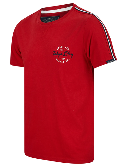T-Shirts Taper Stripe Sleeve Cotton T-Shirt in Barados Cherry - Tokyo Laundry / S - Tokyo Laundry