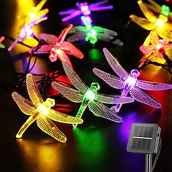 Outdoor Solar String Light Solar LED Fairy String Lights 6.5m Dragonfly 30LEDs Warm White Colorful White 8 Mode Outdoor Waterproof Wedding Patio Garden House Decoration Lamp LED Solar Garden Light Lightinthebox