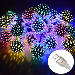 Ramadan Eid Lights Outdoor Lights Strand Metal Moroccan Lighting 10-50 LEDs Waterproof Rope Lights AA Battery Box or USB Powered String Lights for Garden Wedding PartyIndoor Christmas DC5V Lightinthebox