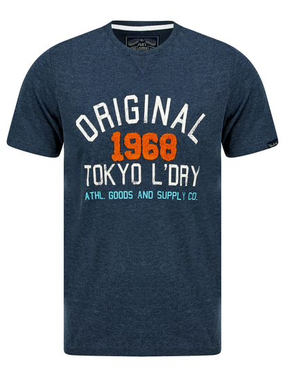 T-Shirts OG Tokyo Motif Cotton T-Shirt in Sky Captain Navy Marl - Tokyo Laundry / S - Tokyo Laundry