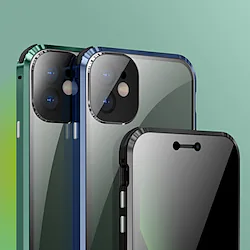 Privacy Magnetic Cases for iPhone 14 13 12 11 Pro Max iPhone 13 12 Mini Anti Peeping Double-Sided Magnet Absorption Metal Bumper Phone Cases Cover with Camera Lens Protection Lightinthebox