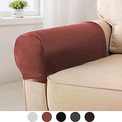 2 Pcs Water Repellent PU Leather Sofa Armrest Covers Stretch Spandex Arm Covers for Chairs Sectional Couch Armchair Loveseat 4 or 3 seater L shape Washable Removerable Soft Lightinthebox