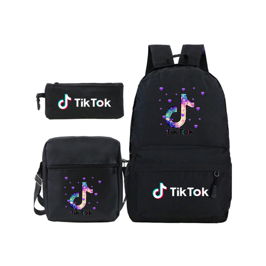 (1) 3 pcs TikTok School Bag Lunch Bag Pencil Box Set Backpack
