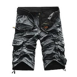 Men's Cargo Shorts Zipper Pocket Multi Pocket Plain Camouflage Breathable Quick Dry Knee Length Casual Cotton Blend Casual / Sporty ArmyGreen Black Mid Waist Micro-elastic Lightinthebox