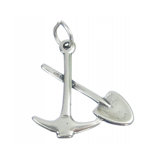 Pick Shovel sterling silver charm .925 x 1 Mining Digging Builder charms