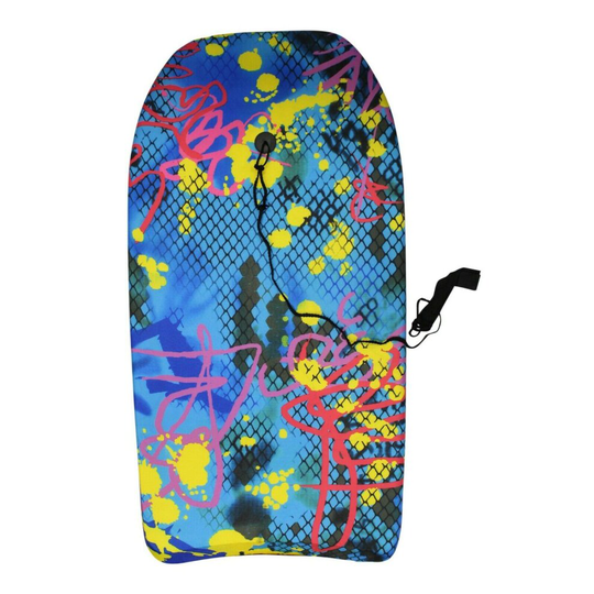 (Graffiti Blue) Adults/Kid's 91cm Bodyboard With Leash Plug