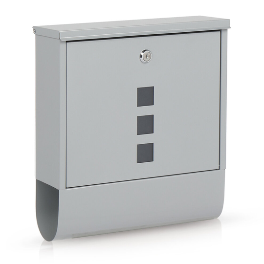 (Grey) Post Box Wall-Mounted Mailbox Steel Letter Box