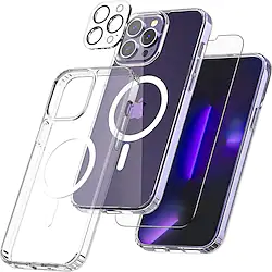 [5 in 1]Phone Case For Apple Magnetic Adsorption iPhone 14 Pro Max Plus with 2 Pack Screen Protector 2 Pack Camera Lens Protector,Ultra Thin Scratch Resistant Drop Magnetic Phone Case Bumper Frame Magnetic Transparent Lightinthebox