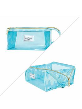 The Flat Lay Co. Open Flat Makeup Jelly Box Bag Blue Drips