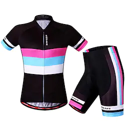 WOSAWE Women's Cycling Jersey with Shorts Short Sleeve Mountain Bike MTB Road Bike Cycling Black Red Bike Shorts Jersey Padded Shorts / Chamois 3D Pad Breathable Anatomic Design Quick Dry Reflective Lightinthebox