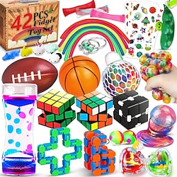 42 Pcs Sensory Fidget Toys Pack, Stress Relief Anxiety Relief Tools Bundle Figetget Toys Set for Adults, Autistic ADHD Toys, Stress Balls Infinity Cube Marble Mesh Wacky Track Fidgets Box Lightinthebox