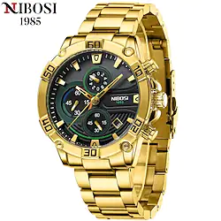 NIBOSI Watch For Men Luxury Big Size Gold Fashion Quartz Watches Clock Chronograph Sport Waterproof Wristwatch Lightinthebox