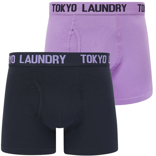 Mens Underwear Lumber 2 (2 Pack) Boxer Shorts Set in Viola Lilac / Sky Captain Navy - Tokyo Laundry / S - Tokyo Laundry