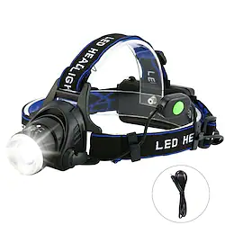 T6 headlamp Headlamps Waterproof 3000 lm LED LED 1 Emitters 4 Mode Waterproof Rotatable Portable Creepy Camping / Hiking / Caving Everyday Use Cycling / Bike USB Natural White Light Source Color Bule Lightinthebox