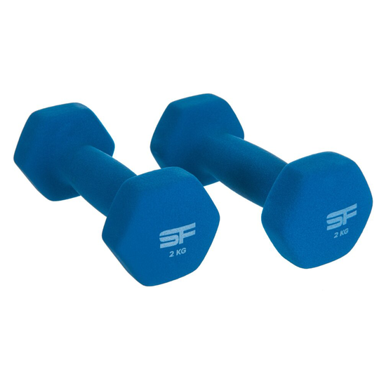 (2pcs x 2kg = 4kg BLUE) Neoprene Pair Exercise Dumbbells Weights Gym Fitness Home Aerobic