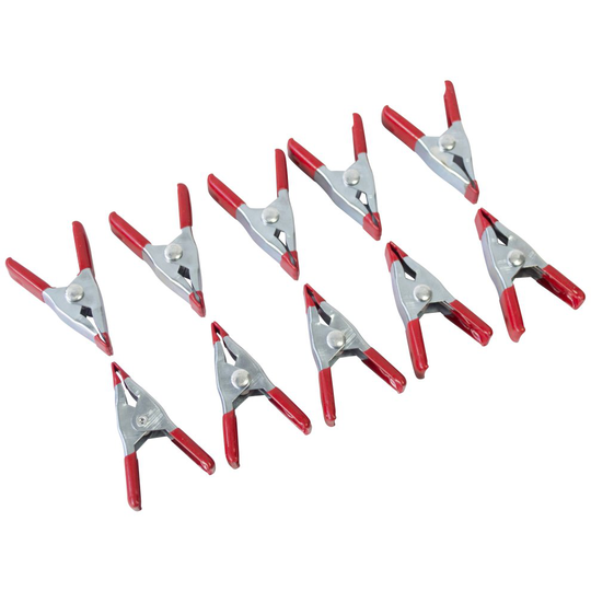 8pc 50mm Metal Spring Clamp Set - 50mm metal clamp set 8 piece sping rubber grips protectors woodworking clips 8pc spring