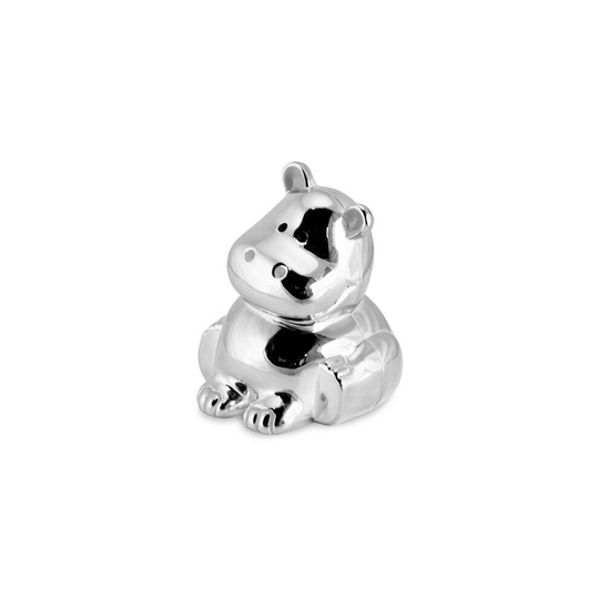 Silver plated hippo money box