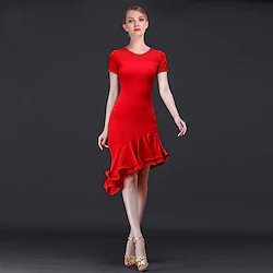 Latin Dance Dress Ruching Women's Training Performance Short Sleeves High Modal Lightinthebox