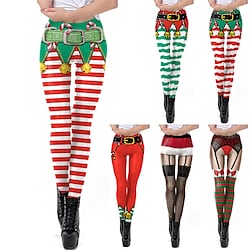 Santa Claus Elf Pants Leggings Women's Dailywear Christmas Christmas Masquerade Christmas Eve Adults Party Christmas Polyester Pants Lightinthebox