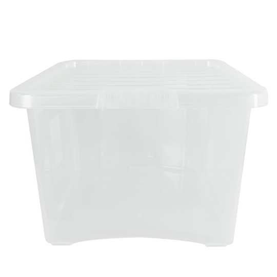 (1 Pack 35L Box) Wham Plastic Storage Shelf Box Stackable Containers Clear With Secure Clip Lid
