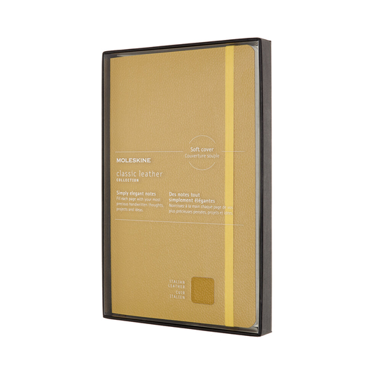 Moleskine Limited Collection Large Leather Ruled Softback Notebook In Box: Amber Yellow