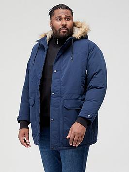 Jack & Jones Plus Faux Fur Parka - Navy Blazer