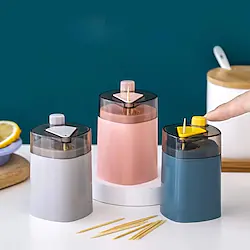 2pcs Automatic Toothpick Box Wheat Straw Toothpick Holder Container Portable Pop-up Toothpick Dispenser Storage Box Kitchen Lightinthebox