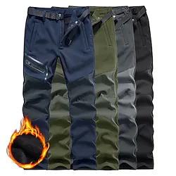 Men's Hiking Pants Trousers Fleece Lined Pants Softshell Pants Winter Outdoor Thermal Warm Waterproof Windproof Fleece Lining Pants / Trousers Bottoms Black Navy Blue Fleece Hunting Ski / Snowboard Lightinthebox