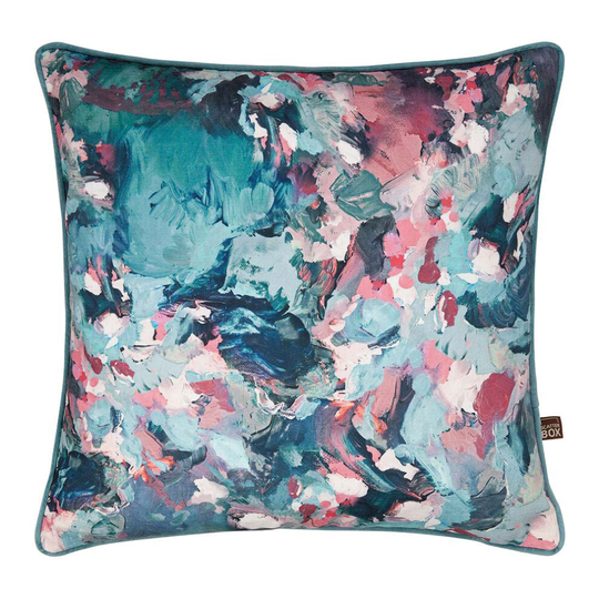 (Blush/Sage, 45 x 45 Cm) Scatter Box Irie Abstract Digital Print Feather Filled Piped Cushion