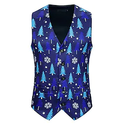 Christmas Trees Waistcoat Men's Dailywear Christmas Christmas Carnival Masquerade Adults' Party Christmas Polyester Vest Lightinthebox