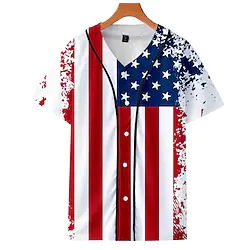 Baseball Jersey Button Shirt for Men Women Independence Day Patriotic 3D Printed Athleisure Streetwear Short-Sleeved Baseball Uniform Lightinthebox
