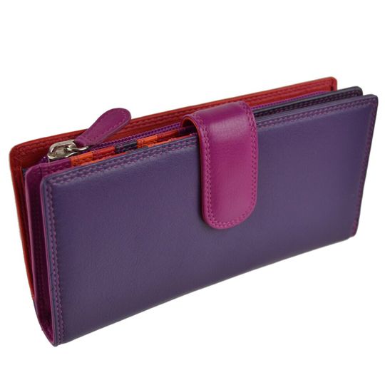 (China Rose) Ladies Leather Tabbed Purse/Wallet by Golunski; Graffiti Gift Box Bright Colours