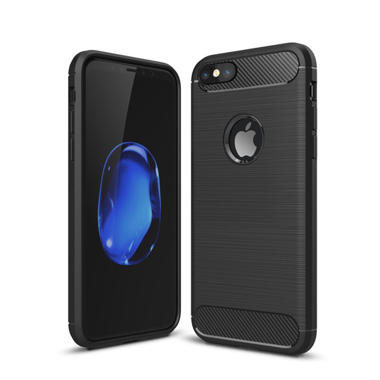 FinestBazaar Shockproof Silicone Light Brushed Grip Case Protective Case Cover For Apple iPhone 6/6s (4.7") Black + Free Screen Protector