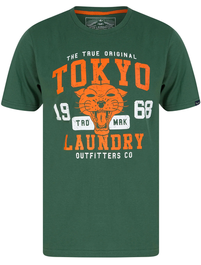 T-Shirts Catwild Motif Cotton Jersey T-Shirt In Dark Green - Tokyo Laundry / S - Tokyo Laundry