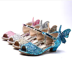 Princess Elsa Shoes Girls' Movie Cosplay Sequins Golden Rosy Pink Silver Shoes Halloween Children's Day Masquerade Lightinthebox