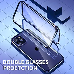 Phone Case For Apple Full Body Case Magnetic Adsorption Transparent Double Sided Shockproof Transparent Metal Lightinthebox
