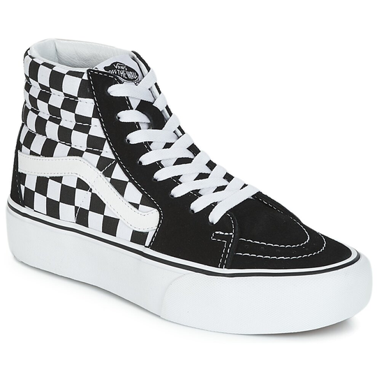 (Vans SK8-Hi Trainers Black UK4) Vans Mens Womens SK8-Hi Checkerboard Platform 2.0 Trainers
