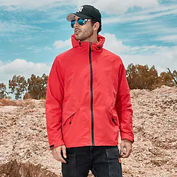 Men's Waterproof Hiking Jacket Rain Jacket Hiking Windbreaker Outdoor Waterproof Windproof Breathable Quick Dry Outerwear Trench Coat Top Hunting Fishing Climbing Black Red Royal Blue Dark Blue Lightinthebox