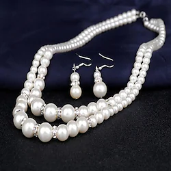 Necklace Earrings For Women's Pearl Party Wedding Gift Pearl Double Strand / Bridal Jewelry Sets / Daily / Engagement Lightinthebox