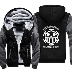 Inspired by One Piece Trafalgar·Law Hoodie Outerwear Sherpa Jacket Anime Graphic Outerwear For Men's Women's Unisex Adults' Hot Stamping 100% Polyester Casual Daily Lightinthebox