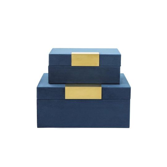 Sagebrook Home 14829-02 Velveteen Jewelry Box, Blue - Set of 2