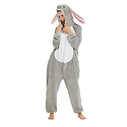 Teenager Adults' Kigurumi Pajamas Nightwear Camouflage Rabbit Bunny Animal Onesie Pajamas Flannelette Cosplay For Men and Women Christmas Animal Sleepwear Cartoon Festival / Holiday Costumes Lightinthebox