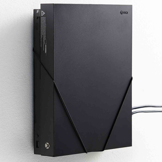 FLOATING GRIP Xbox One X, vertical wire wall mount (Black), Patent pending and proprietary design, Made in Denmark