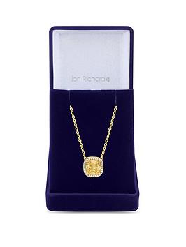 Jon Richard Gold Plated Yellow Cushion Cubic Zirconia Stone Pendant Necklace - Gift Boxed