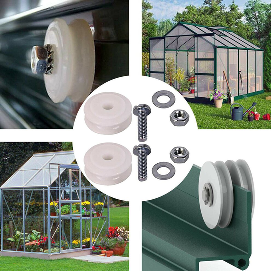 Greenhouse Sliding Door Wheel Roller Repair Kit 22mm Nylon Wheels x 2