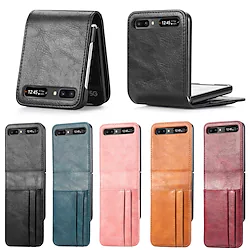Phone Case For Samsung Galaxy Full Body Case Z Flip Z Flip 3 Dustproof Shockproof Solid Colored PU Leather Lightinthebox